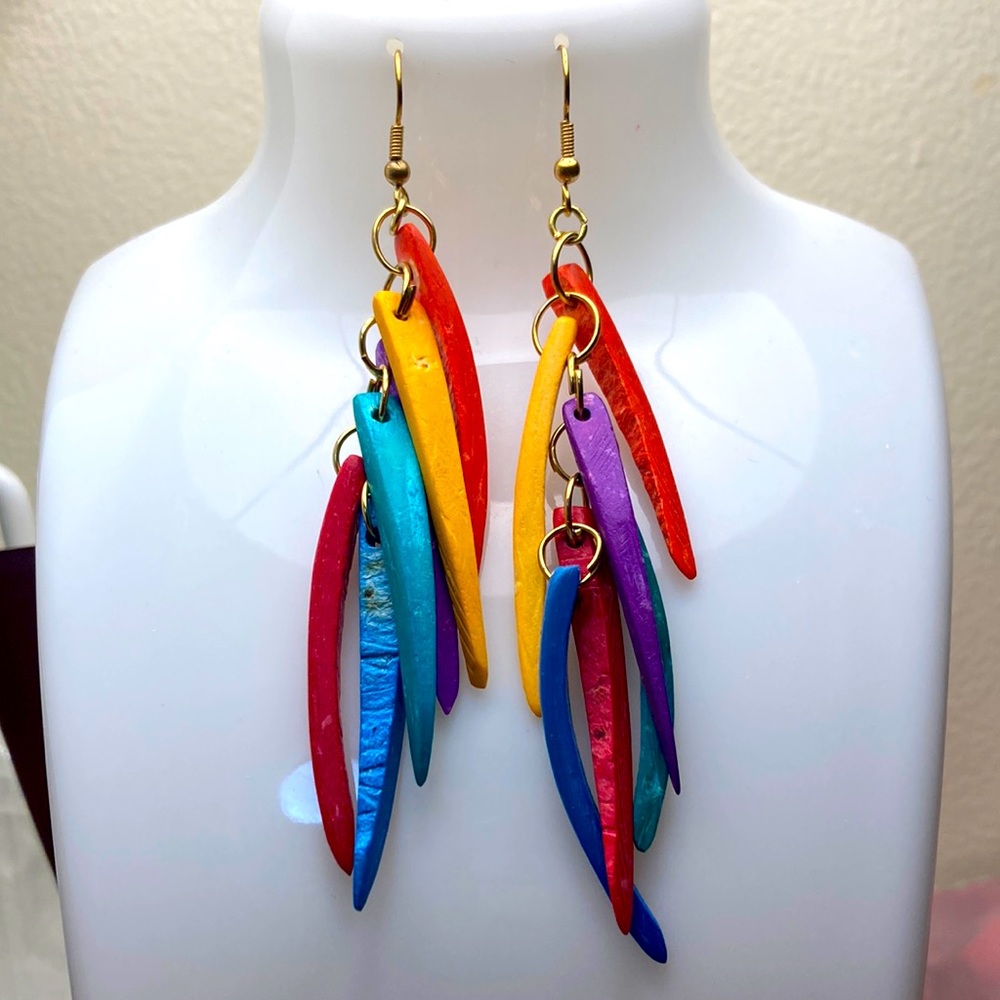 Wood colorful earrings